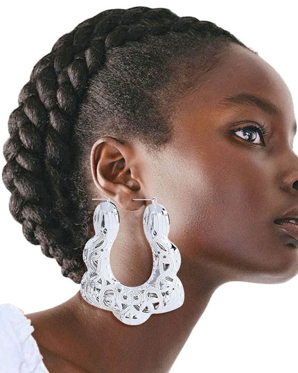 Trapezoid Silver Filigree Hoops