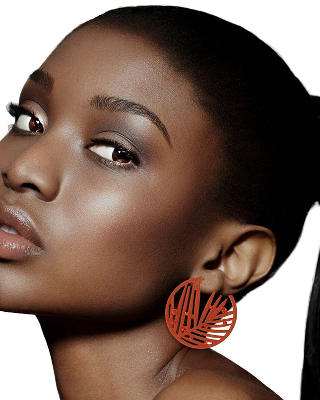 Burnt Orange Rubber Coated Leaf Hoops