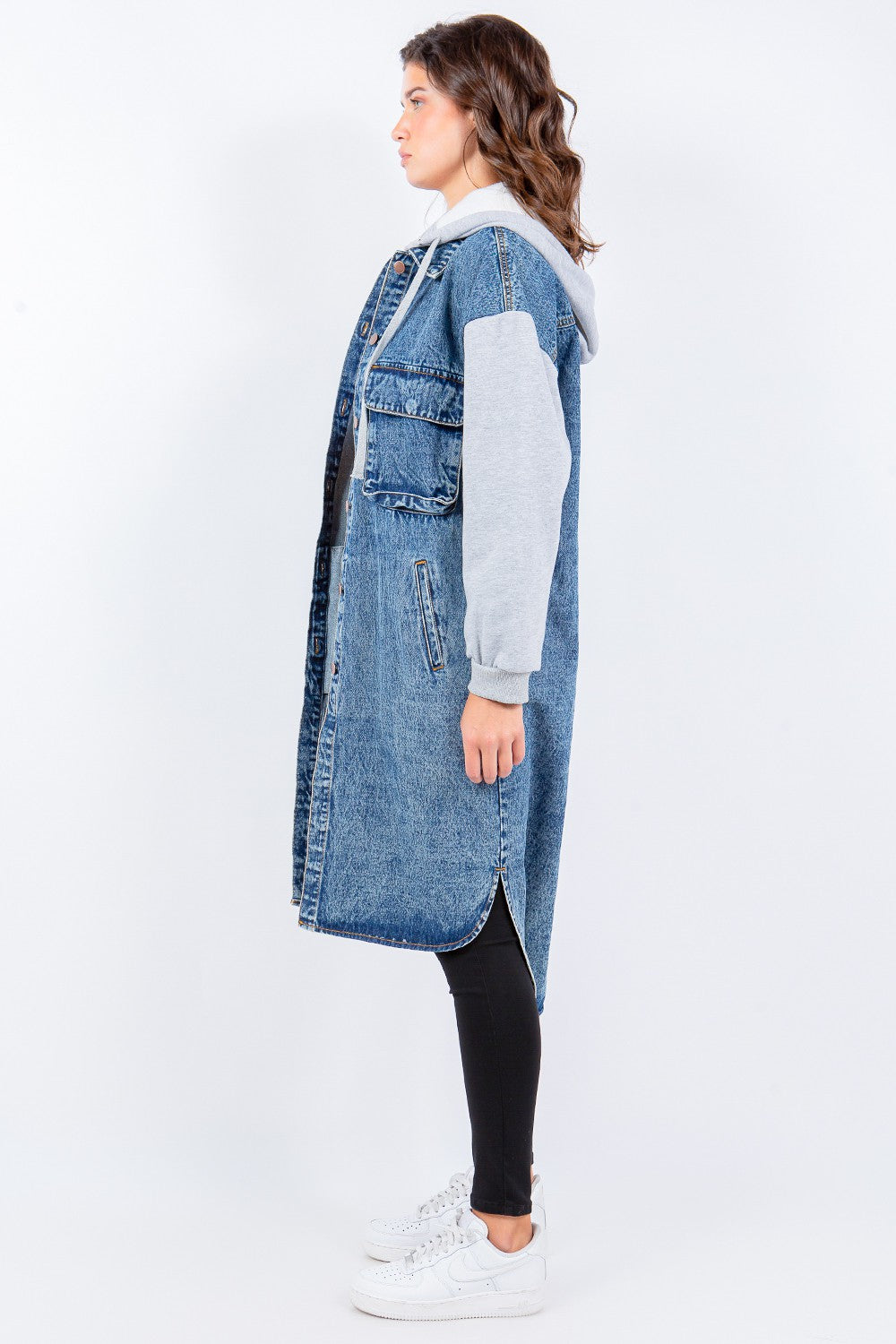 Longline Hooded Denim Jacket