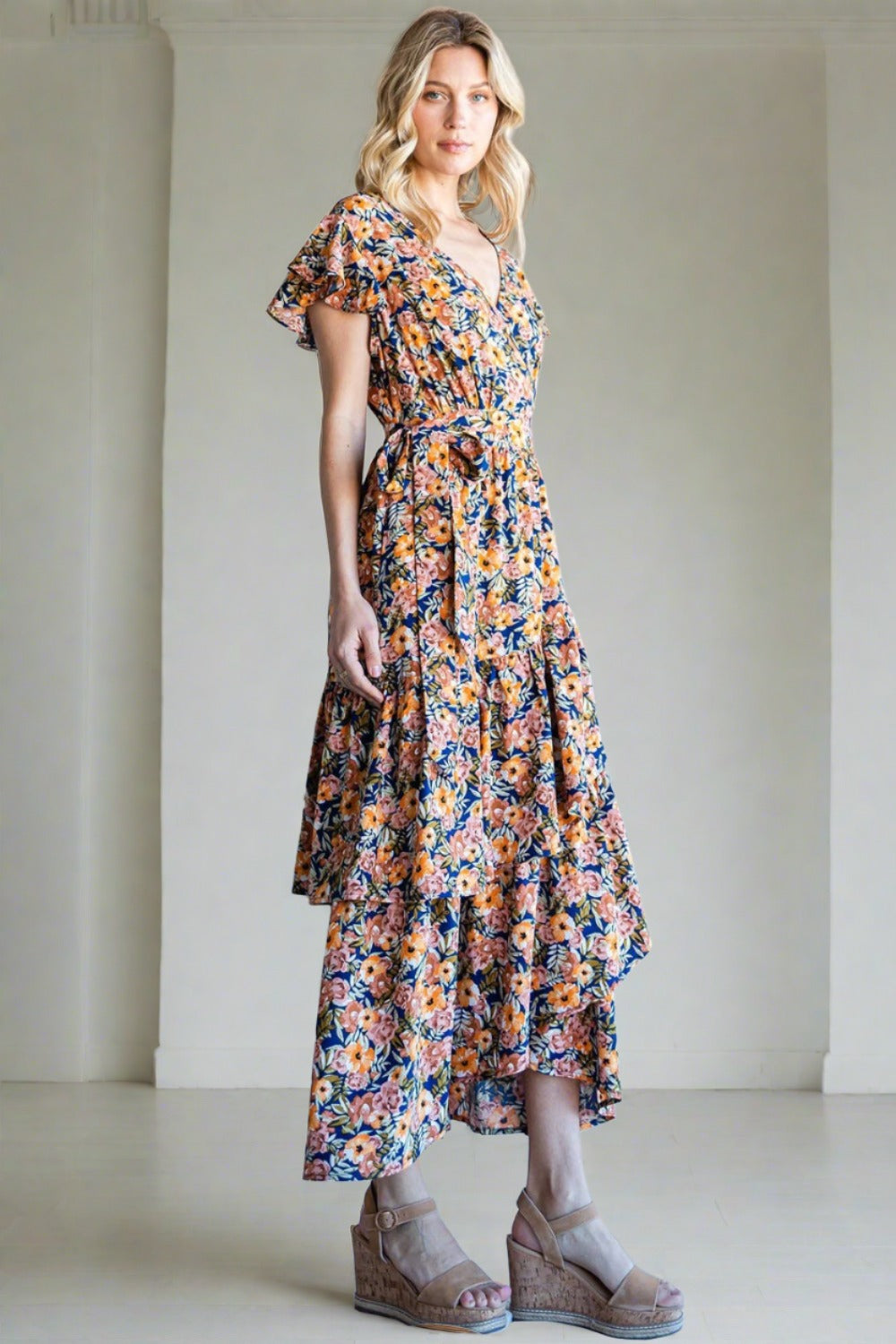 Floral Ruffled Midi Dress