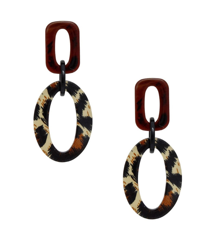 Drop Jungle Chic Leopard Print Geometric Earrings