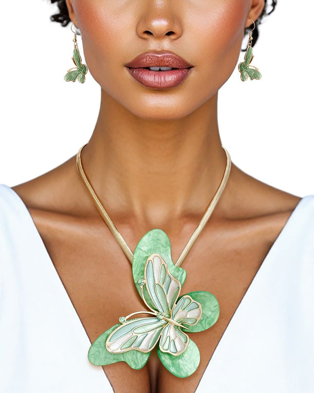 Pendant Green Butterfly 3D Necklace for Women