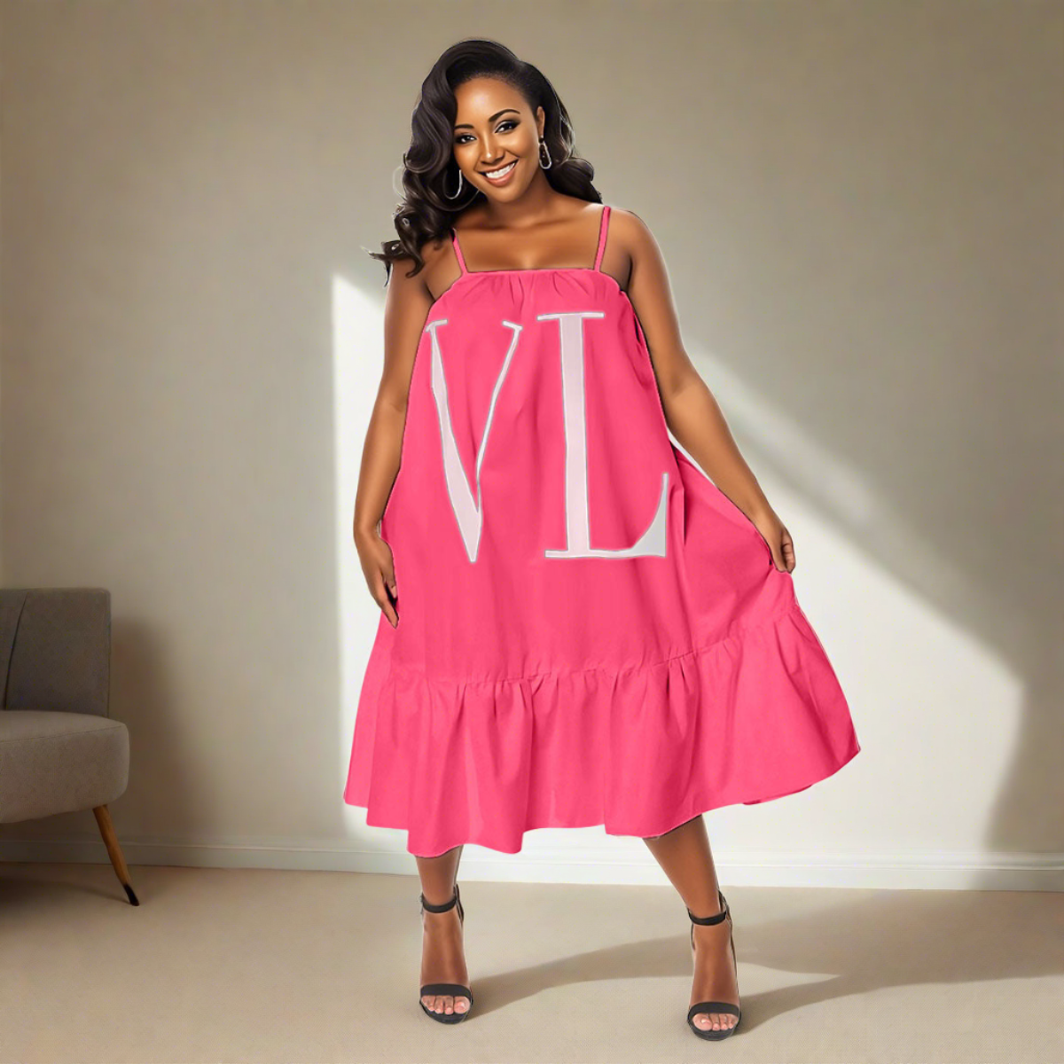 3XL Pink VL Halter Dress