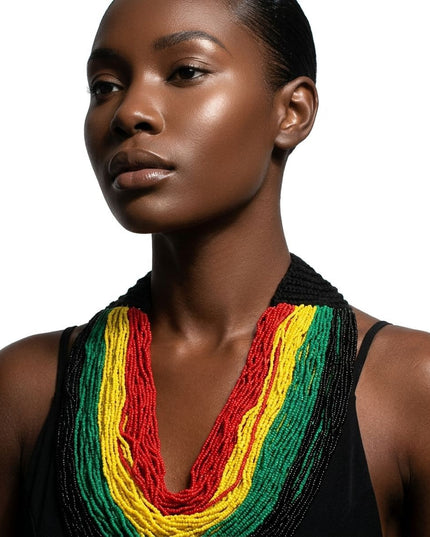Pan-African Flag Colorblock 100 Strand Necklace