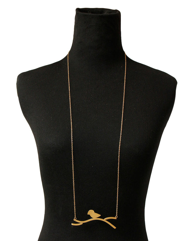 Gold Brass Bird Pendant Necklace