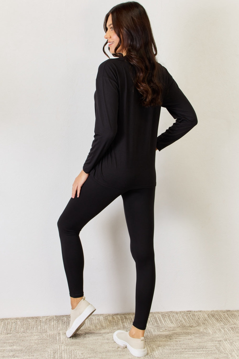 Round Neck Long Sleeve T-Shirt and Leggings Set