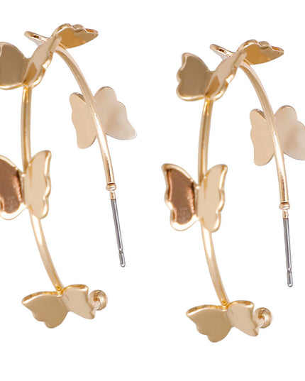 Gold Butterfly Open Hoops