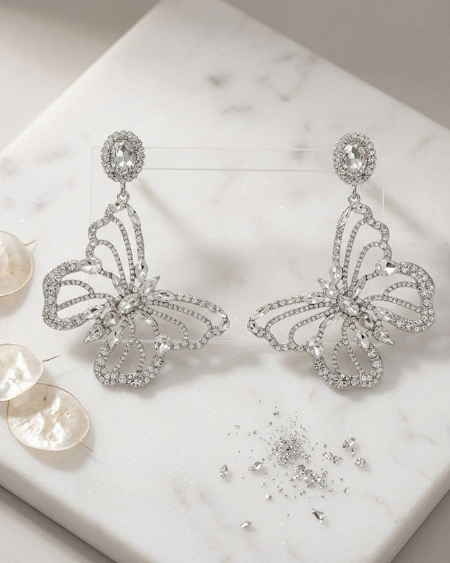 Dangle XL Silver Glam Butterfly Post Earrings