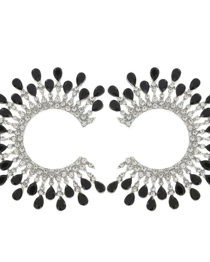 Stud Medium Black C Shape Stone Earrings for Women