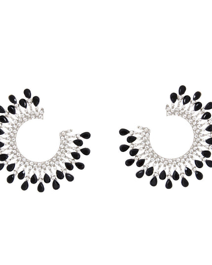 Stud Medium Black C Shape Stone Earrings for Women