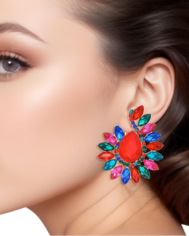 Clip On Multi Hook Crystal Earrings for Women