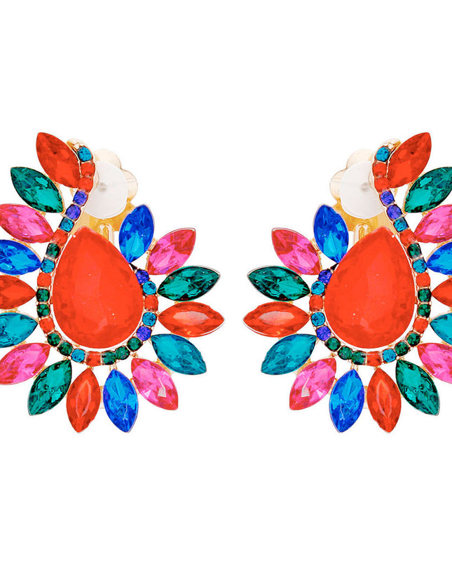 Clip On Multi Hook Crystal Earrings for Women