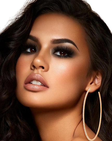 Clip On Large Gold Pave C Hoops for Women