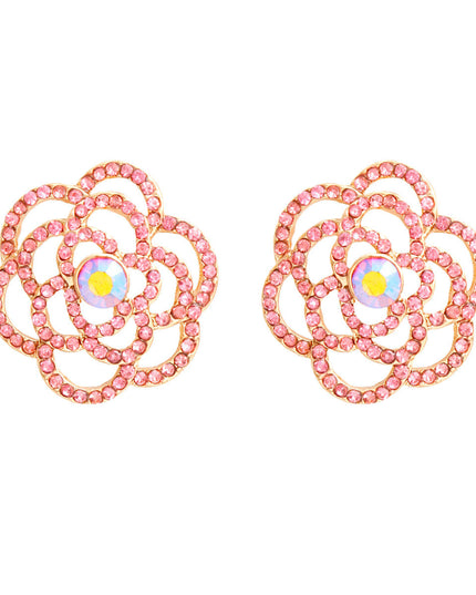 Pink Tea Rose Cutout Small Earrings Stud