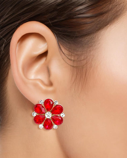 Ruby Radiance Blossom Studs: Unveil Your Passion