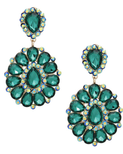 Clip On Brilliant Green Teardrop Crystal Earrings