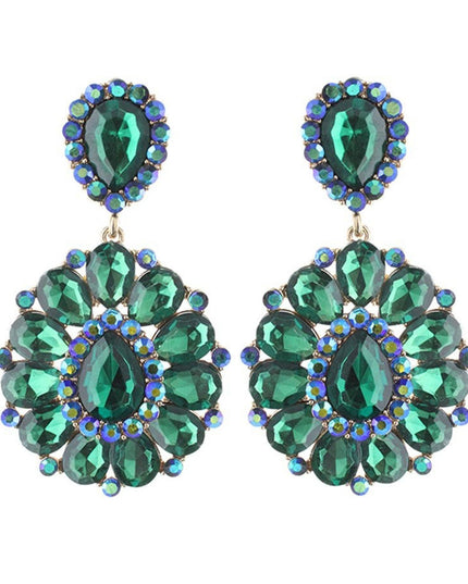 Clip On Brilliant Green Teardrop Crystal Earrings