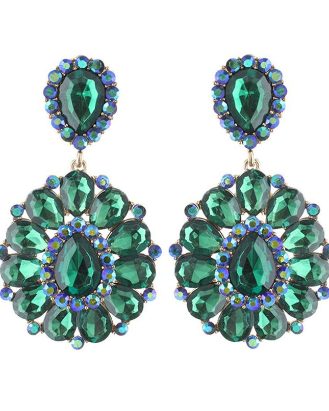 Clip On Brilliant Green Teardrop Crystal Earrings