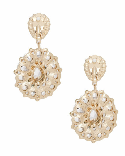 Clip On Brilliant Green Teardrop Crystal Earrings