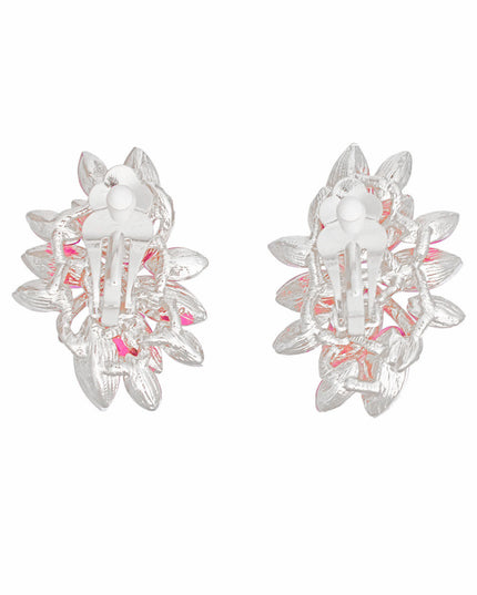 Clip On Pink Marquise Cluster Earrings for Women