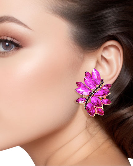 Clip On Purple Marquise Cluster Earrings for Women