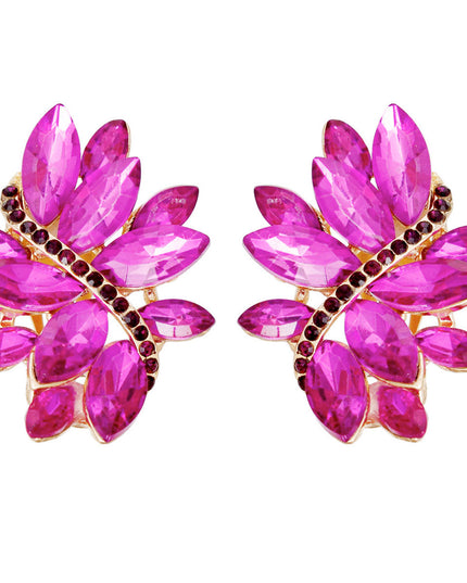 Clip On Purple Marquise Cluster Earrings for Women
