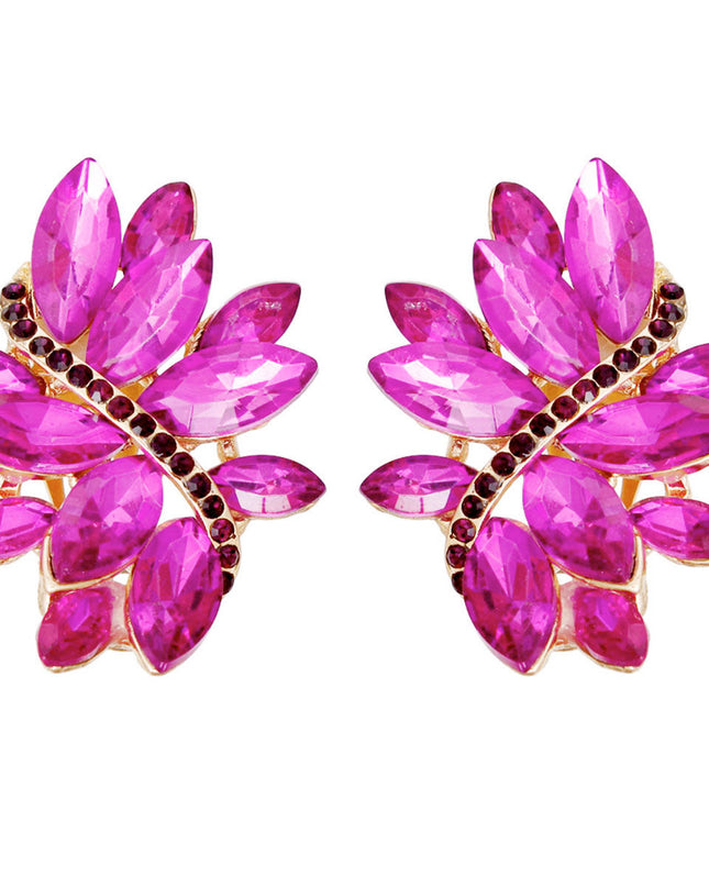 Clip On Purple Marquise Cluster Earrings for Women