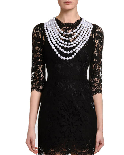 Pearl Necklace White Back Drape Set for Women