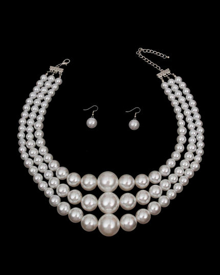 Pearl Necklace White Bubble Gum 3 Layer for Women