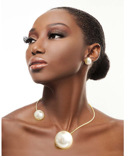 Gold Rigid Wrap Pearl Choker