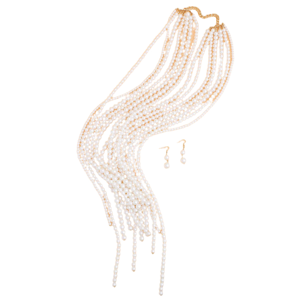 Pearl Necklace Cream Adjustable Knot Set for Women