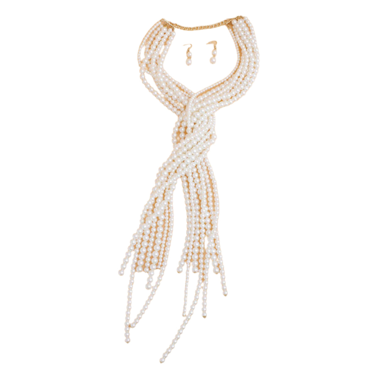 Pearl Necklace Cream Adjustable Knot Set for Women