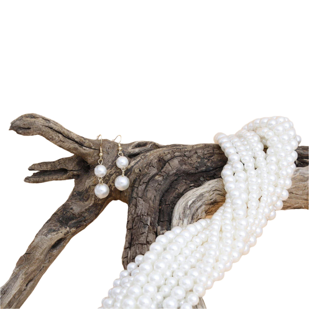 Pearl Necklace Cream Adjustable Knot Set for Women