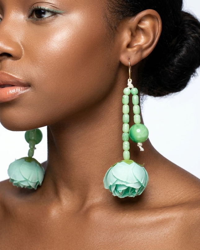 Mint Green Floral Garden Statement Bib Necklace