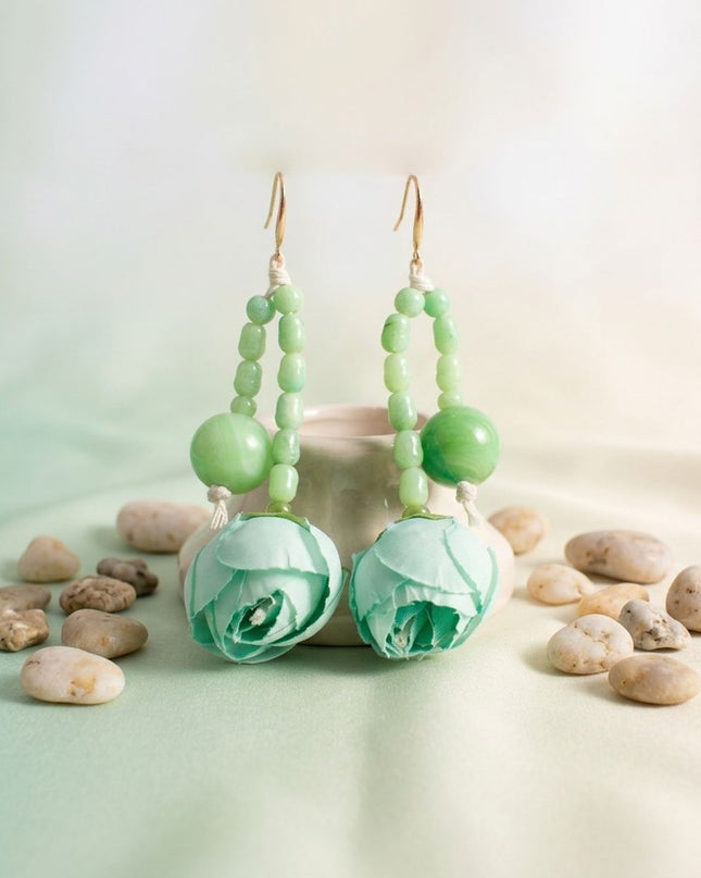 Mint Green Floral Garden Statement Bib Necklace