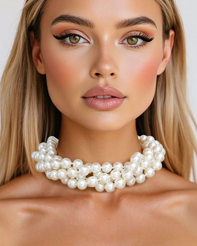 Endless 12mm Cream Glass Pearl Necklace for Women