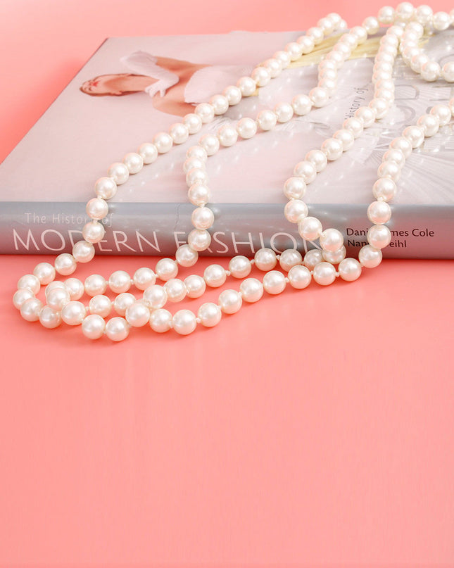 Endless 12mm Cream Glass Pearl Necklace for Women