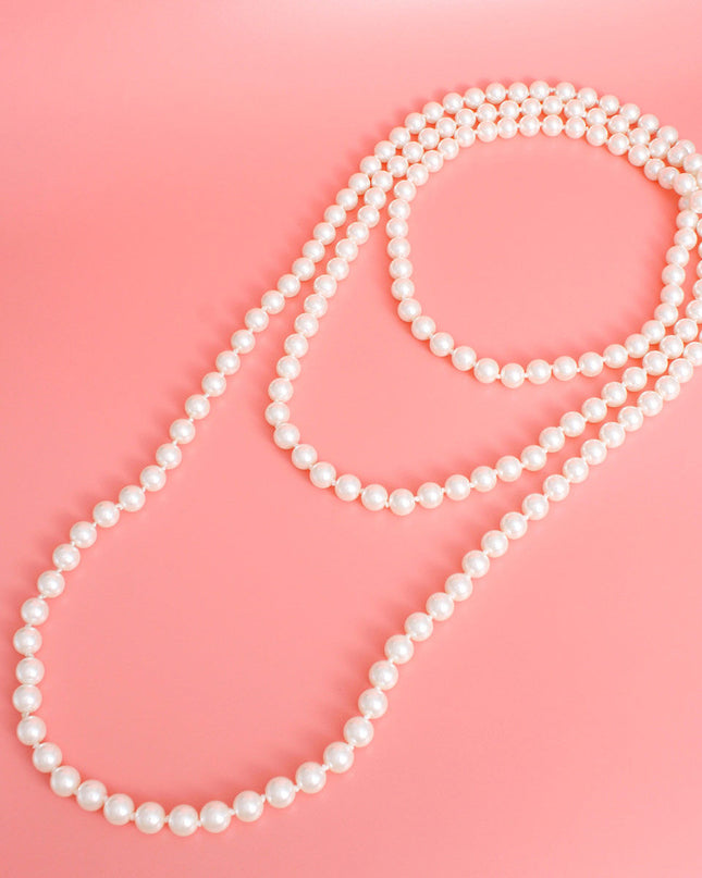 Endless 12mm Cream Glass Pearl Necklace for Women