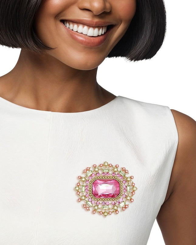 AKA Sorority Pink Green Radiant Pearl Brooch Pin