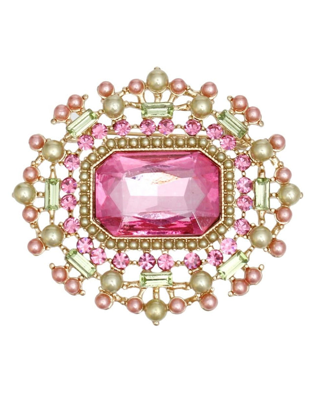 AKA Sorority Pink Green Radiant Pearl Brooch Pin