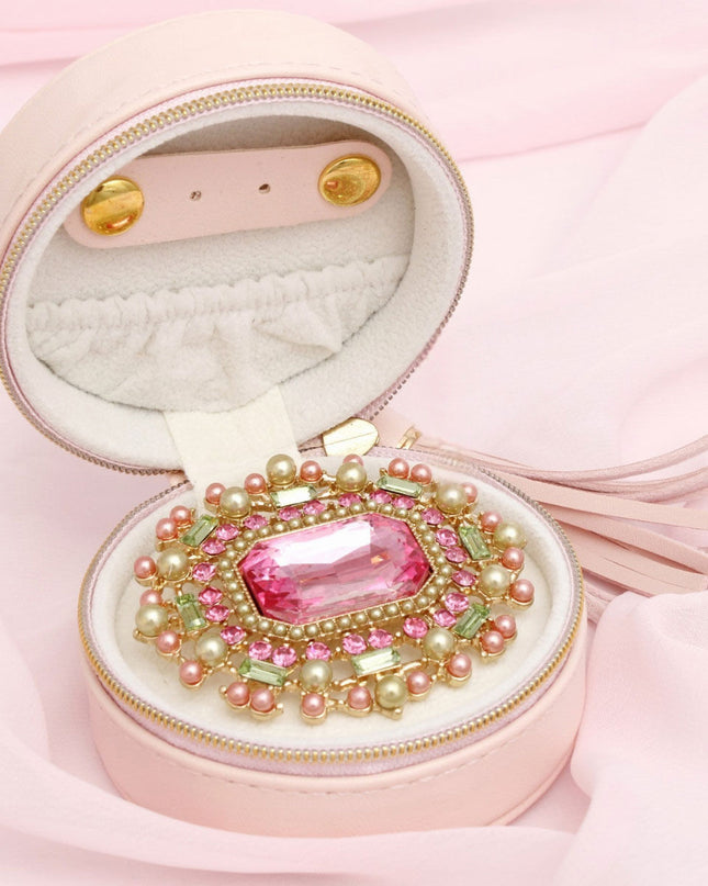 AKA Sorority Pink Green Radiant Pearl Brooch Pin