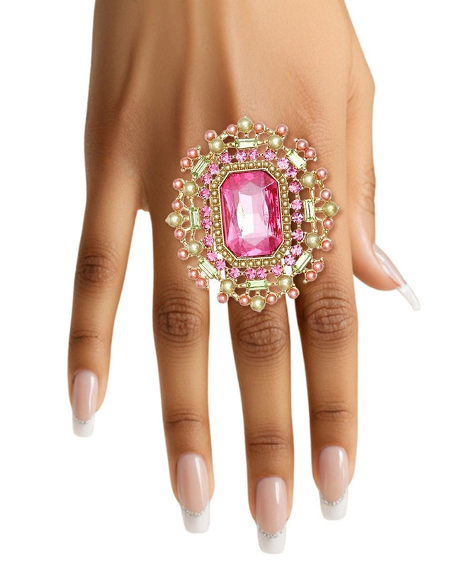AKA Sorority Pink Green Radiant Pearl Ring