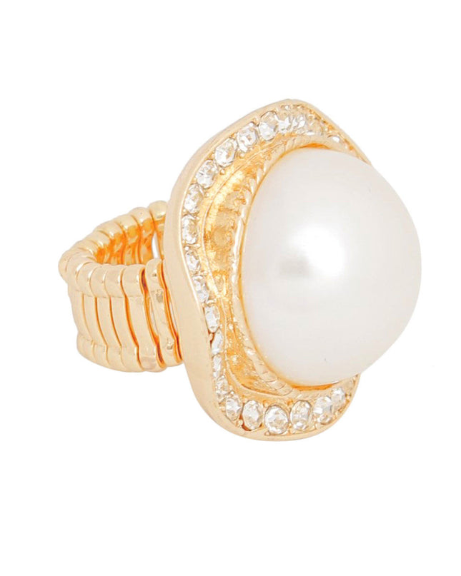 Cocktail Ring Large Gold Dome Pearl for Women