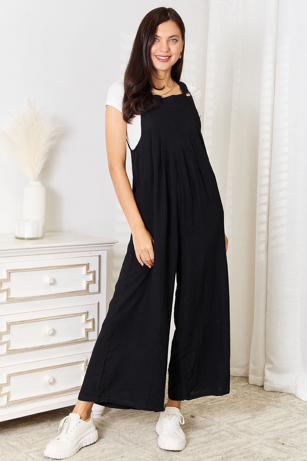 Full Size Wide Leg Overalls with Pockets