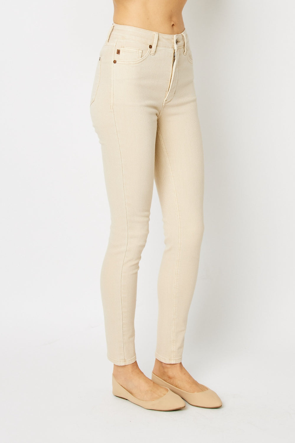 Garment Dyed Tummy Control Skinny Jeans