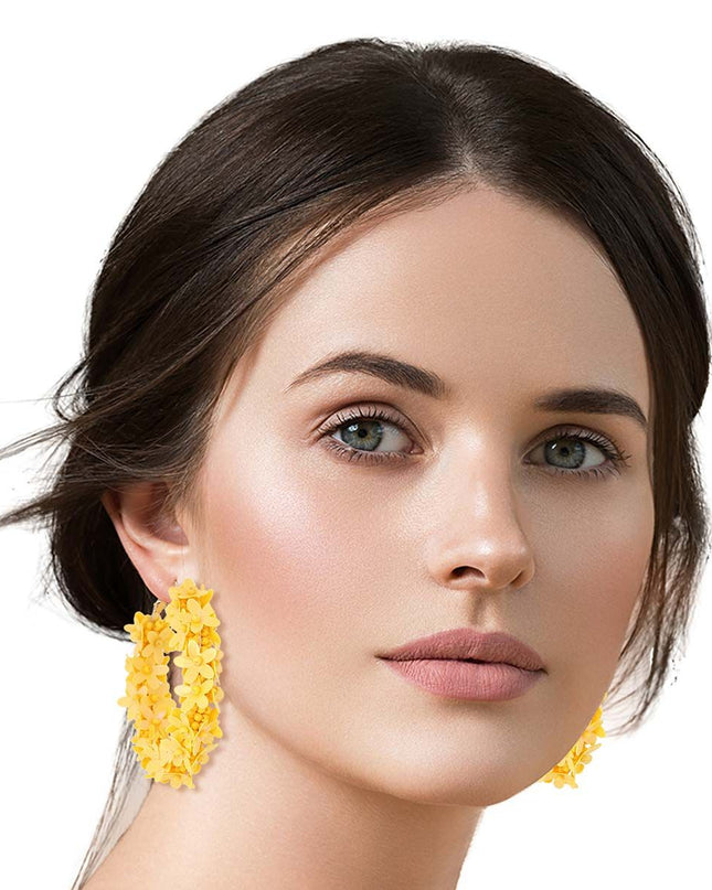 Yellow Daisy Covered Hoops