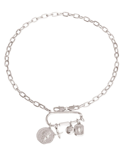 Silver Coin Screw Carabiner Chain