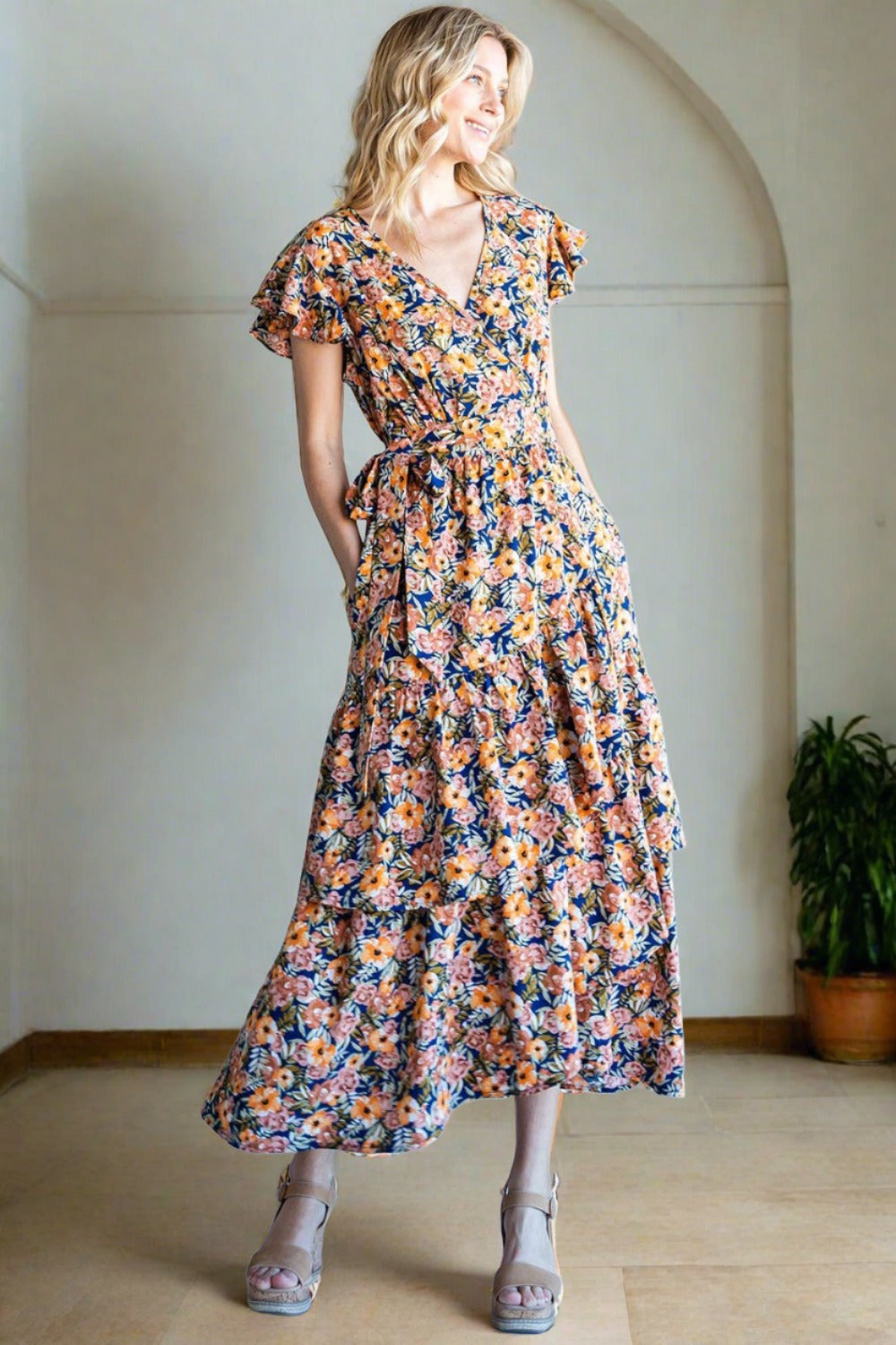 Floral Ruffled Midi Dress