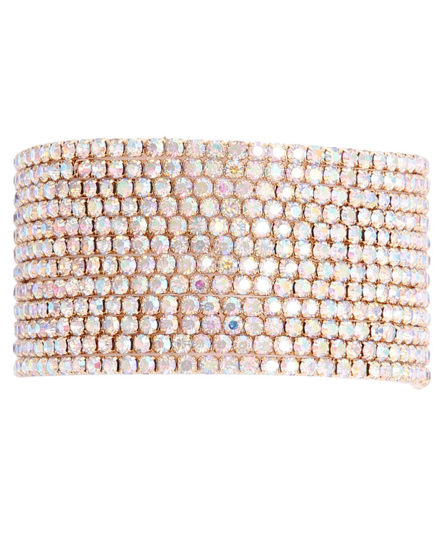 Gold Aurora Borealis 12 Row Stone Bracelets