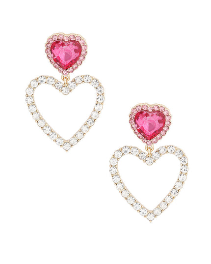 Gold Pink Cutout Heart Earrings